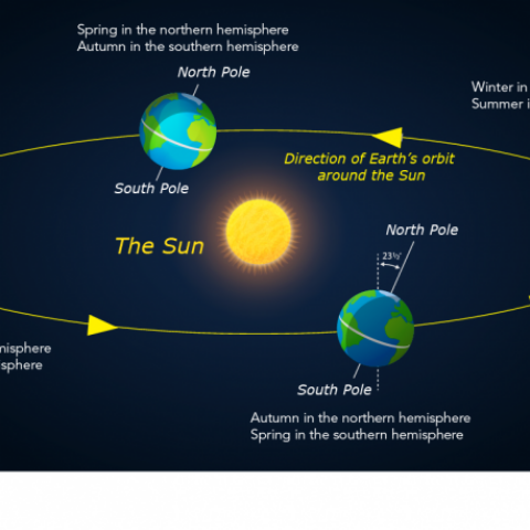 Diagram showing Earth's tilt and the seasons