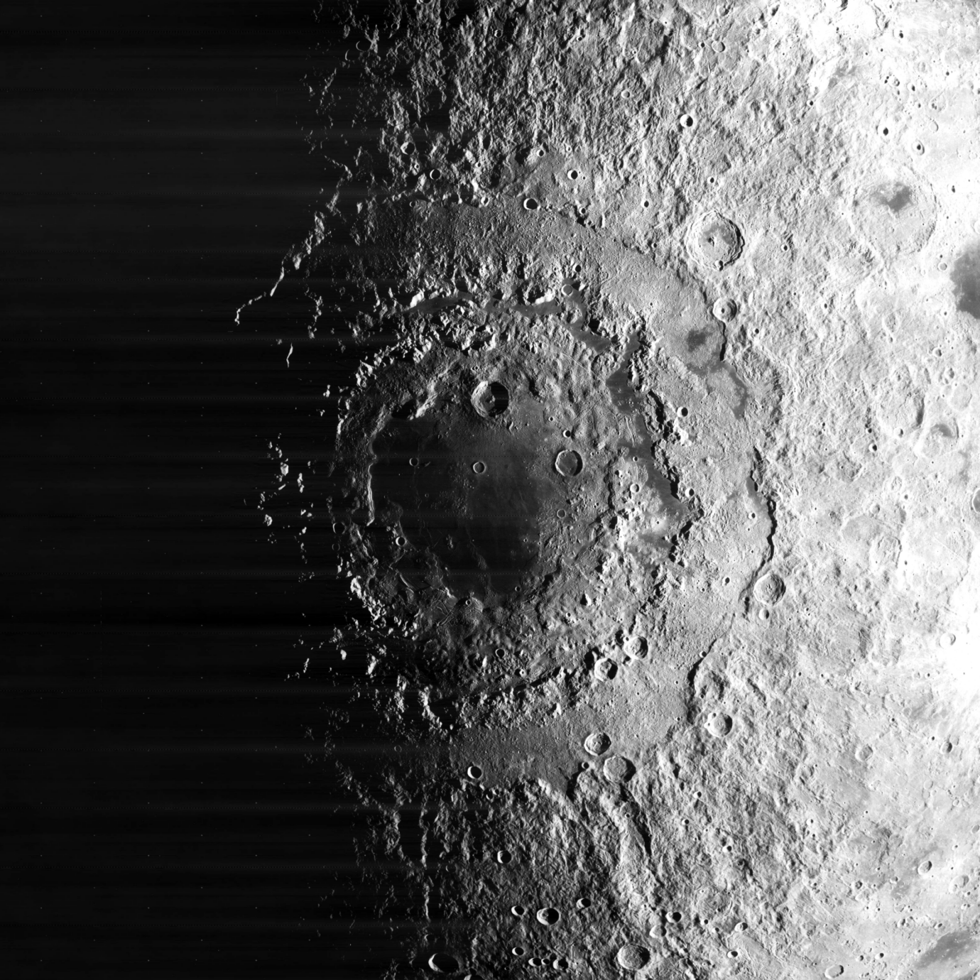 We see the giant impact crater on the far side of the Moon