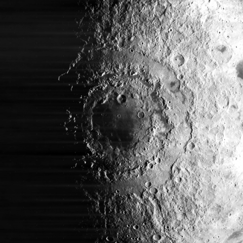We see the giant impact crater on the far side of the Moon